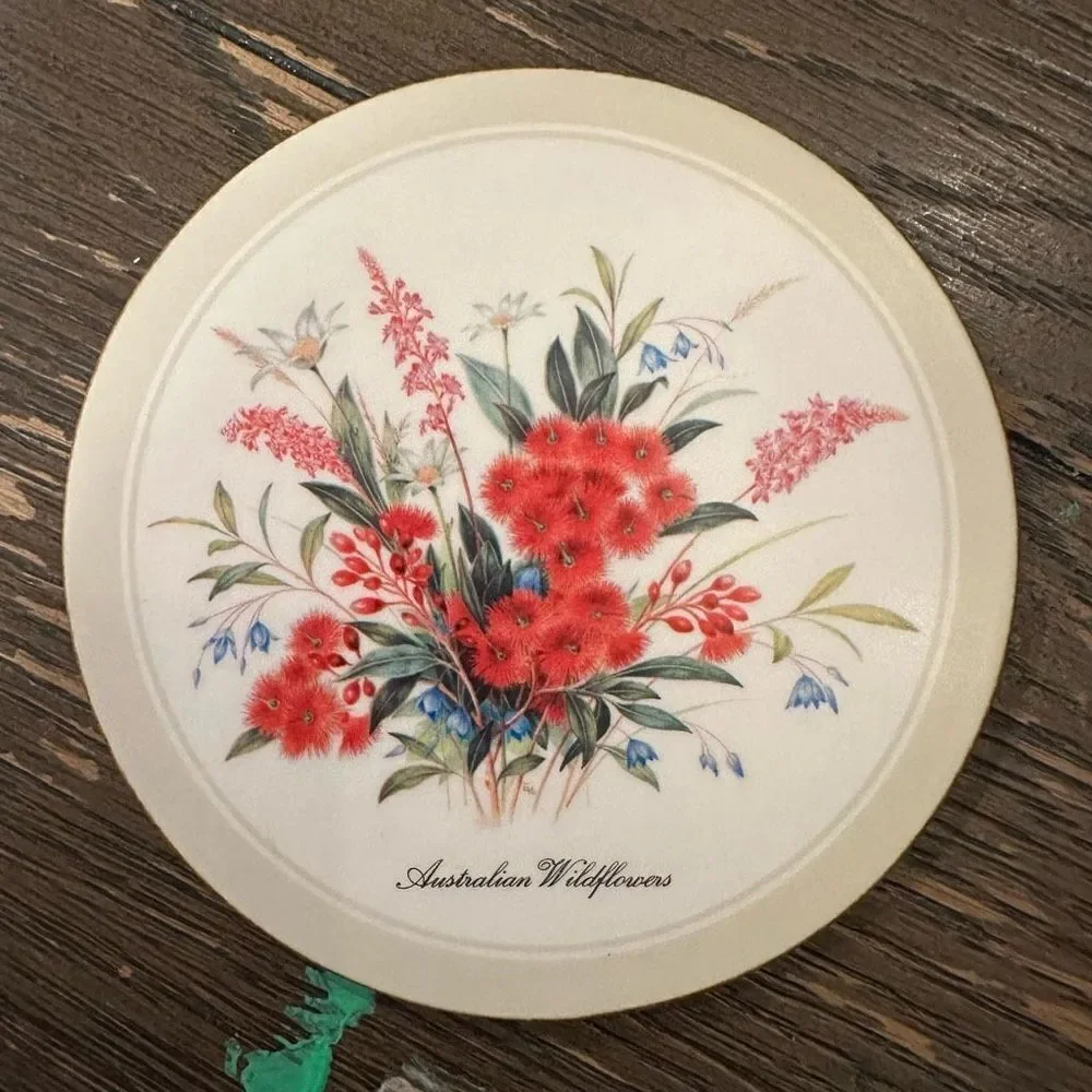 Pimpernel Acrylic 4” Round Coasters, Floral‎ Print set of 5 — NEW